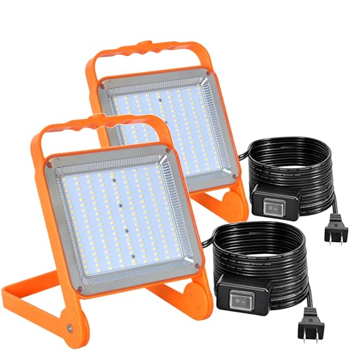 No Burn Risk 50W LED Work Light 2-Pack,8,000LM 5000K Daylight - color: Orange