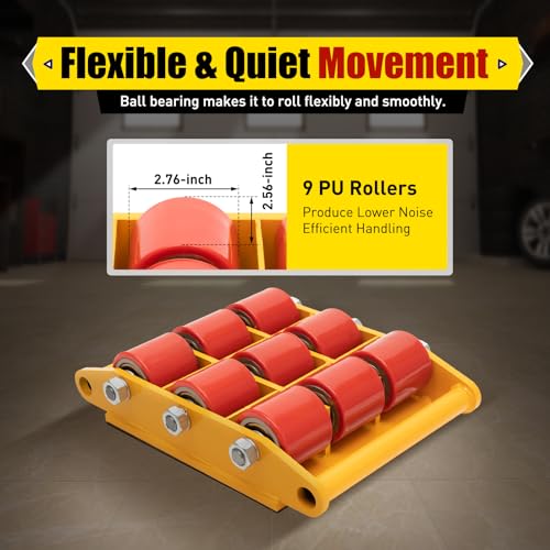 Car Dolly 15T 33000lbs Capacity Cargo Trolley 9 Rollen Machine Dolly Skate Machinery Mover Pallet Buster Trailer Dolly Furniture Dolly Motorcycle Dolly Heavy Duty Industrial Moving Equipment