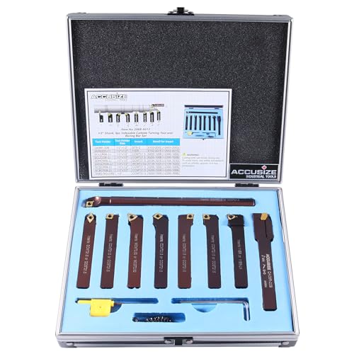 Accusize 1/2 in Shank Indexable Carbide Turning Tool Set, 2988-0012 - size: 1/2" 9 Pieces/Set