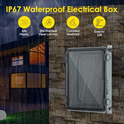 IP67 ABS Outdoor Electrical Junction Box Waterproof with Aluminum DIN Rail - color: Clear, size: 10.2''×6.3''×3.9''