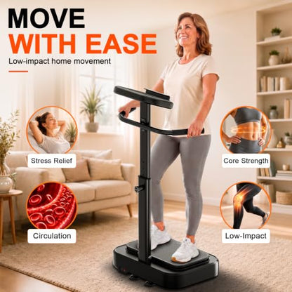 Vibration Plate with Handles for Lymphatic Drainage,Low-Impact Workouts - color: Black