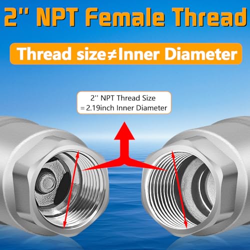 Boltigen 2 inch Spring Check Valve, 304 Stainless Steel CF8 Non Return One Way Horizontal Check Valve, Vertical Inline Water Check Valve for Well, Pump, Tank, Backflow Prevention, WOG 1000 - size: 2'' NPT
