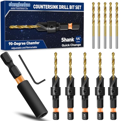 shengbenhao #12 Countersink Drill Bit Set for Wood 12Pcs Adjustable - style: #12