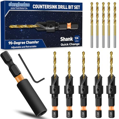 shengbenhao #12 Countersink Drill Bit Set for Wood 12Pcs Adjustable - style: #12