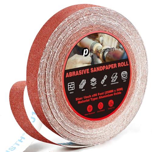 Emery Cloth Roll 100 Grit 1" x 98' for Metal & Wood - size: 100 Grit