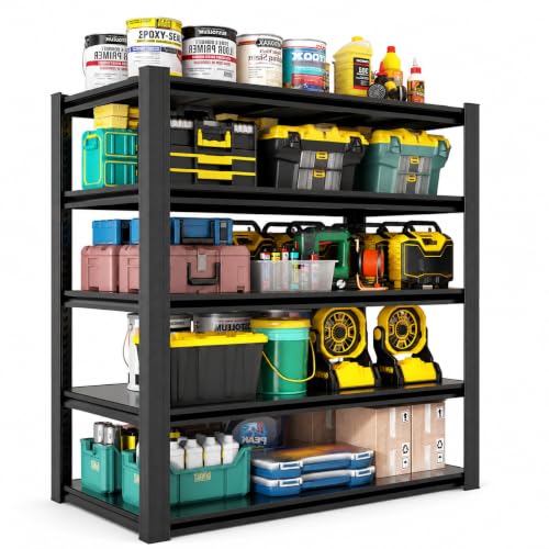 Heavy Duty 5 Tier Metal Garage Shelving, 72" H×47" W×27" D - size: 72"H×48"W×24"D