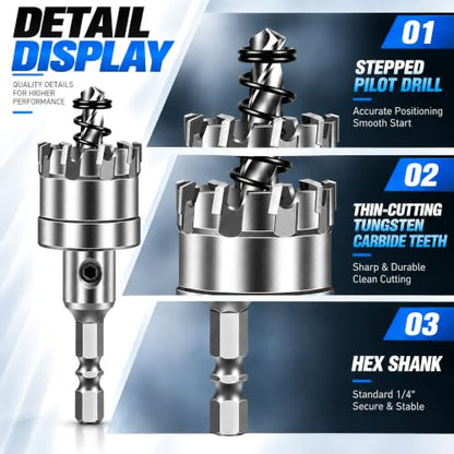 TCT Hole Saw 30mm Hex Shank Metal Hole Cutter - size: 30mm