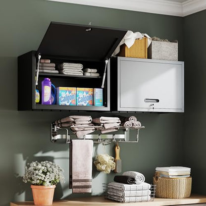 Metal Wall Cabinet, Garage Wall Cabinet with Adjustable Shelf for Garage, Tool Room, Kitchen, Assembly Required(Black) - color: Black, size: 1 Drawer