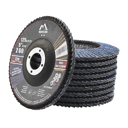 Merryland 10 Pack 60 Grit Flap Disc 5 inch Metal T29 Flap Wheel - style: Z60 10PCS