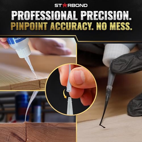 Starbond Medium Super Glue Pro Kit (2 oz) – Strong, Fast, All-Purpose CA Glue (Cyanoacrylate Adhesive) – with Anti-Clog Cap, Precision Tips & Extra Nozzles for Woodworking, Quick Fixes & Hobby Models - size: 2 ounce