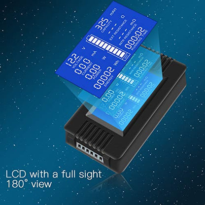 DC 0-200V 300A Battery Monitor with Shunt, 9-in-1 Digital LCD Multimeter - style: DC 300A Battery Meter（300A Shunt）