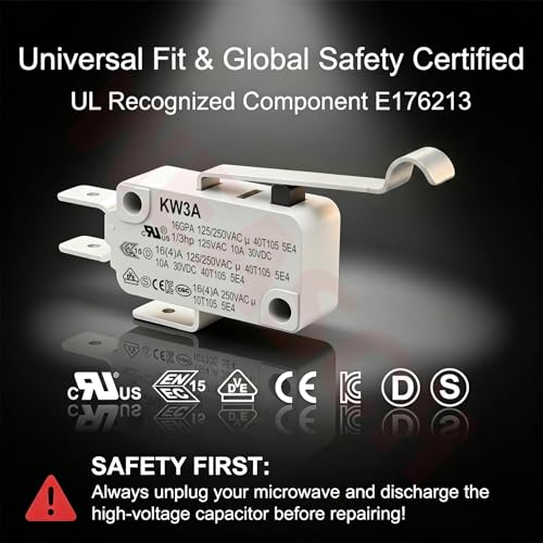 6 Pack Simulated Roller Lever Micro Switch, 16A 125/250V SPDT - size: V-154-1C25