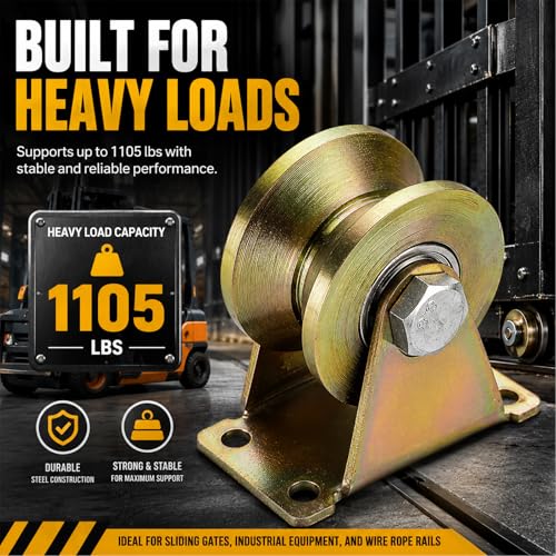 Lyplus Heavy Duty 3-Inch V-Groove Caster Wheels - Load Capacity 1105 Lbs,Smooth Rolling with Double Bearings for Industrial Machines, Sliding Gates, and Wire Rope Rails (2 Pack) - size: 3in-V 2Pack