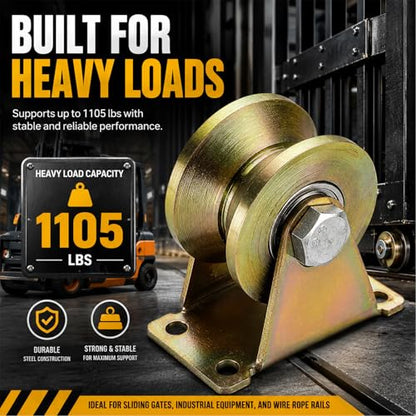 Lyplus Heavy Duty 3-Inch V-Groove Caster Wheels - Load Capacity 1105 Lbs,Smooth Rolling with Double Bearings for Industrial Machines, Sliding Gates, and Wire Rope Rails (2 Pack) - size: 3in-V 2Pack