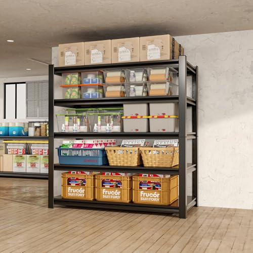 72" H Garage Shelving,5-Tier Heavy Duty Shelving Unit,3000LBS Adjustable Metal Storage Shelves,Storage Rack Units for Industrie,Shed,Warehouse,Basement,Black,47.3" W x 23.6" D x 72" H - size: 23.6"Dx47.3"Wx72"H