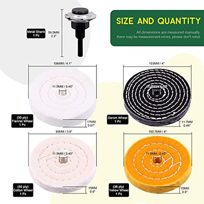 Keadic 8Pcs 4inch Buffing Polishing Wheel Kit Includes Polishing Bars, Buffer Wheels for Polishing and 1/2" Arbor Hole, Polishing Pad Buffing Wheel Kit, Buffer Polisher for Bench Grinder - size: 4'' Buffering wheel Kit