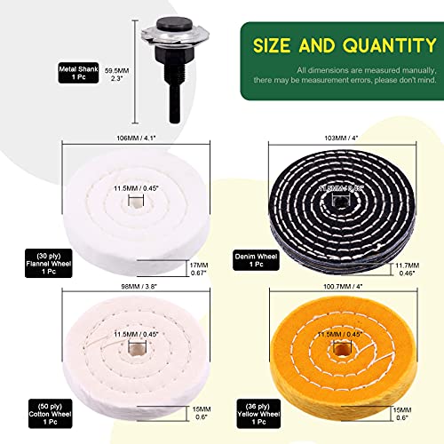 Keadic 8Pcs 4inch Buffing Polishing Wheel Kit Includes Polishing Bars, Buffer Wheels for Polishing and 1/2" Arbor Hole, Polishing Pad Buffing Wheel Kit, Buffer Polisher for Bench Grinder - size: 4'' Buffering wheel Kit