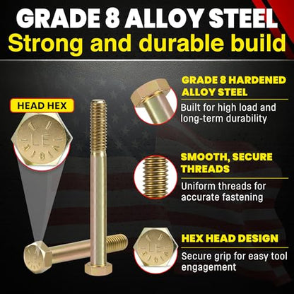 Chenango Supply 1/4-20 x 3 Grade 8 Hex Head Bolts - size: 1/4-20x3 50pcs
