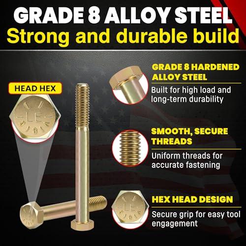 Chenango Supply 1/4-20 x 3 Grade 8 Hex Head Bolts - size: 1/4-20x3 50pcs
