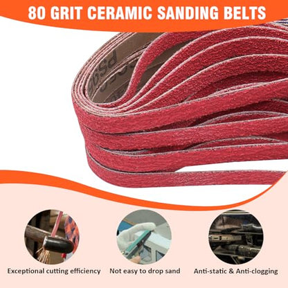 Taokyid 1/2 x 18 Inch Sanding Belts, 80 Grit, 20 Pcs - color: 80 Grit (20 pack)