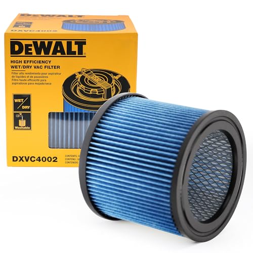 DEWALT Vacuum Filter Replacement DXVC4002, Fit for Most 4-5 Gallon Wet Dry Vacuum Cleaner, High Efficiency Cartridge Filter Compatible with DXV04T DXV05P DXV05S DXV08S DXV06G DW4GAL DXV15T