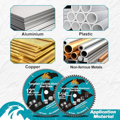 7-1/4 Inch 60 Teeth Aluminum and Non-Ferrous Metal Cutting Circular Saw Blade with 5/8 Inch Arbor, TCG Carbide Saw Blade for Metal & Plastic Cutting - size: 7-1/4"