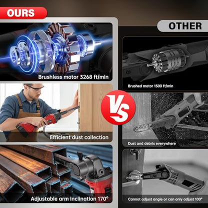 Cordless Detail Belt Sander Compatible with Milwaukee 18V/M18 Battery - color: Red
