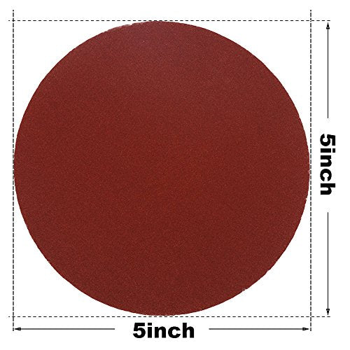 HIFROM 5 Inch Sanding Discs NO-Hole Hook and Loop 320 Grit Sandpaper Aluminum Oxide Random Orbital Sander Pads (60-Pack) - size: 320 Grit, 60pcs