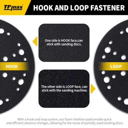 TPmax 6 Inch 49 Hole Sanding Interface Pads Hook & Loop Foam Pads for Orbital Sander Woodworking 5 Pack - size: 49 Hole