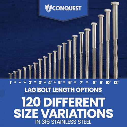 Conquest Lag Bolts 1/2" x 10" - size: 1/2"-6 x 10"