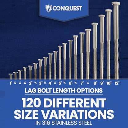 Conquest Lag Bolts 1/2" x 3-1/2" - size: 1/2"-6 x 3-1/2"
