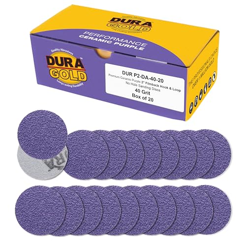Dura-Gold Premium 40 Grit 2" Purple Film Ceramic Sanding Discs, Box of 20 - style: 40 Grit