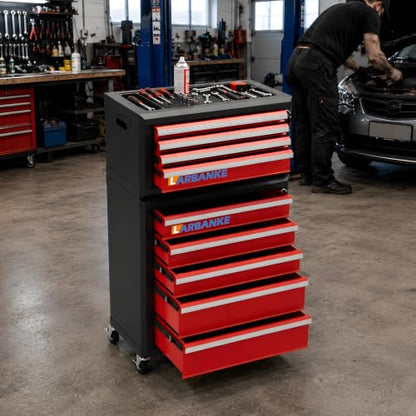 LARBANKE 9-Drawer Rolling Tool Chest with Wheels,Lockable Tool Cabinet - color: Red, size: 9 drawer tool chest