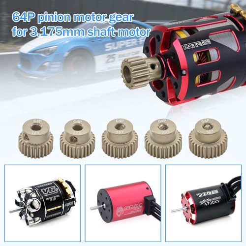 64P Pinion Gear Sets 26T 27T 28T 29T 30T for Shaft 3.175mm RC Motor Compatible with HPI Kyosho Losi Axial Tamiya 1/10 RC Car Monster Truck Upgrade Parts - size: 26T 27T 28T 29T 30T