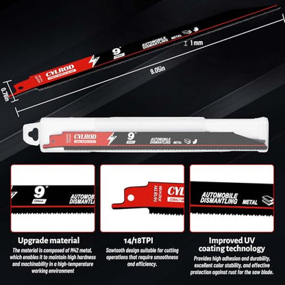 25 Pack 9 in 14/18 TPI Reciprocating Saw Blades for Sawzall Blades Metal Cutting,M42 Steel Cobalt Bi-Metal Blades for Automobile Dismantling Replace for Milwaukee for Dewalt for Diablo Sawblade - size: 9 inch, style: 14/18 TPI Set