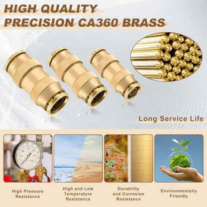 18PCS 1/2" 3/4" 5/8" Brass Dot Air Line Fittings Kit, Straight Union - size: 1/2" + 5/8" + 3/4"