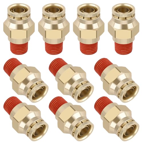 DOT Approved Male Straight Brass Union 1/2" Tube x 1/4" NPT, 10PCS - size: 1/2" OD x 1/4" NPT