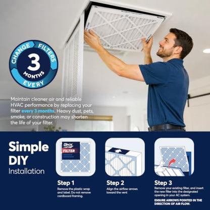 BNX TruFilter 20x24x1 Air Filter MERV 13 AC Filter, HVAC Furnace Filter, 6 Pack (ACTUAL SIZE 19.69"x24.69"x0.75") Allergies, Dust, Pet Dander & Smoke - MADE IN USA - MPR1500 / FPR 10 - size: 20x24x1 6-Pack