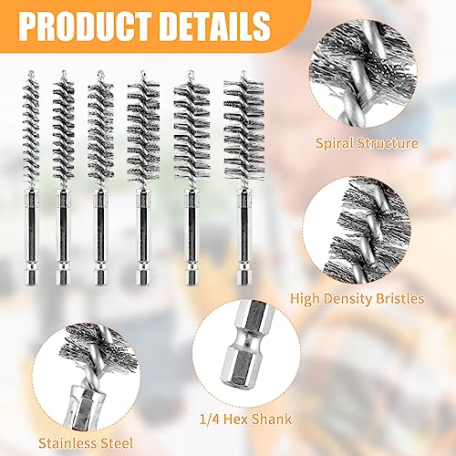 6Pieces Wire Brush Drill Bore Cleaning Brushes Set ﻿