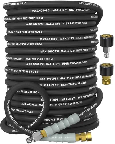 Pressure Washer Hose 150FT with 3/8'' Quick Connect, 4200 PSI - color: Black, size: 150FT