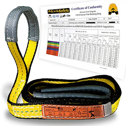 KwikSafety - Charlotte, NC - Mighty Sumo 1”x 8’ Poly Web Sling Lifting Strap Construction ASME OSHA / 3200lbs Vertical 2550lbs Choker 6400lbs Basket/Rigging Moving Towing Hoisting Gear - size: 1"X8' | 3200 lbs