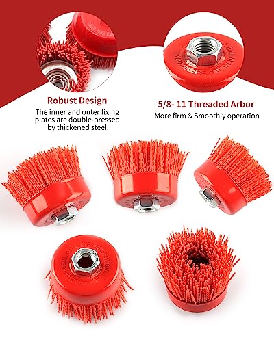 6" Nylon Cup Brush with Mild Abrasive, Wire Cup Brush Quickly Remove Rust - size: 6 inch