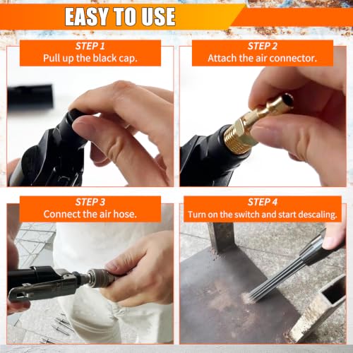 Compact Air Needle Scaler, 19 Needles Air Powered Rust Cleaner