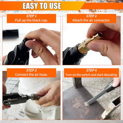 Compact Air Needle Scaler, 19 Needles Air Powered Rust Cleaner
