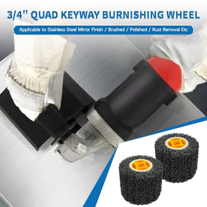 2 Pcs 4.5 x 4 Inch Abrasive Drawing Drum, 40 Grit Sanding Wheel with 3/4 Inch Quad Keyway, Surface Conditioning Burnishing Tool for Hand Held Polishing Machine