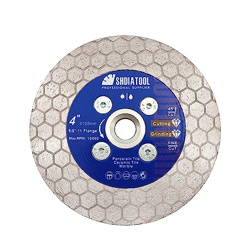 SHDIATOOL Diamond Saw Blade 4-inch, Tile Cutting Grinding Disc Wheel 105mm for Porcelain Ceramic Granite Marble Artificial Stone - size: 4" Hexagon Shape