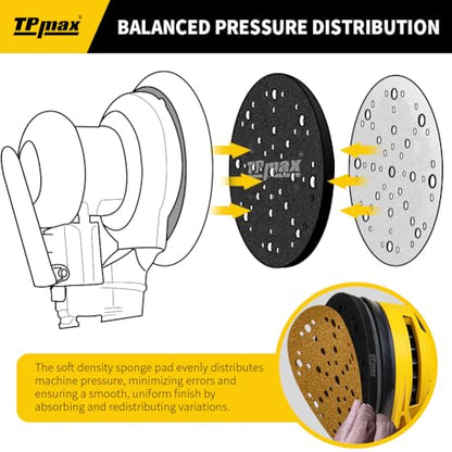 TPmax 6 Inch 49 Hole Sanding Interface Pads Hook & Loop Foam Pads for Orbital Sander Woodworking 5 Pack - size: 49 Hole