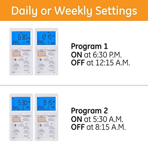 GE 7-Day in-Wall Digital Timer Switch, Auto Adjust Sunrise/Sunset Times