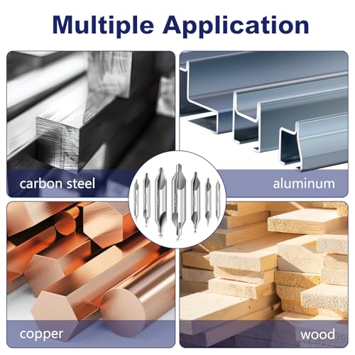 Center Drill Bit Set - M2 High Speed Steel Center Drill, 7pcs 60-Degree Angle Centering Drill Bits Countersink Tools for Lathe Metalworking in Size 1.0 1.5 2.0 2.5 3.0 4.0 5.0