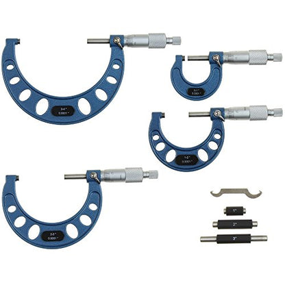 Anytime Tools Premium Outside Micrometer Set 0-4"/0.0001" Precision Machinist Tool w/Carbide Tips
